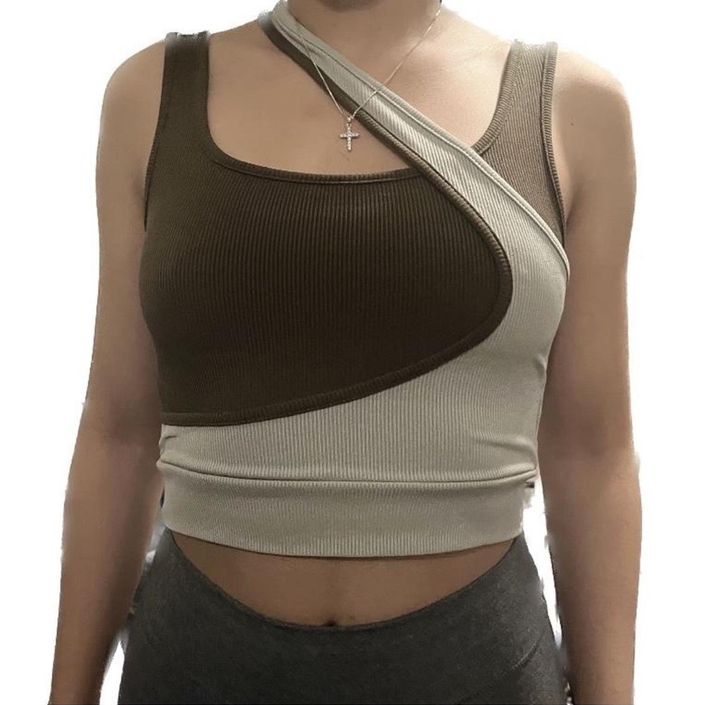 Brown and gray Cider crop top